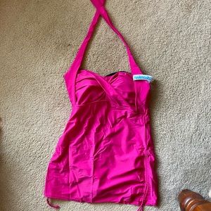 Swimsuits for All Pink Bandeau Halter Swimsuit